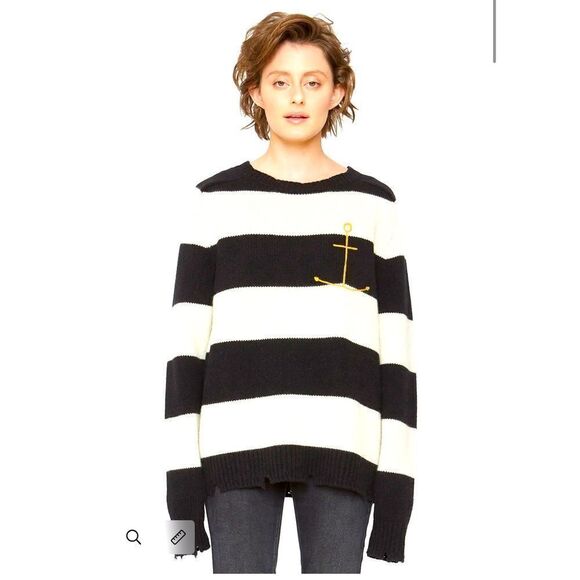 Sandrine Rose x Recycled Karma Anchor Cashmere Sweater - Black and White Stripes - Picture 1 of 11
